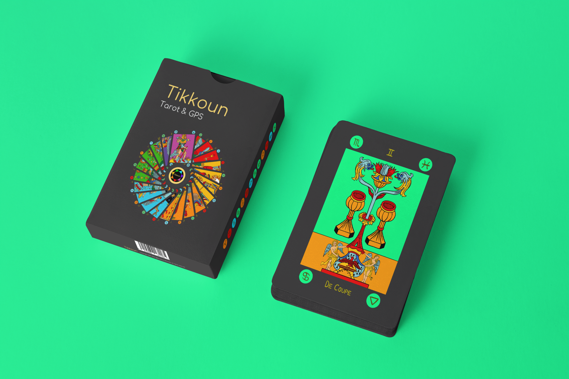 Jeu de Tarot Tikkoun — boîte fond vert